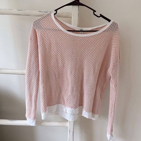 YA Los Angeles || Peach Net Lightweight Long Sleeve Woman’s Summer Spring Attire - Picture 1 of 5